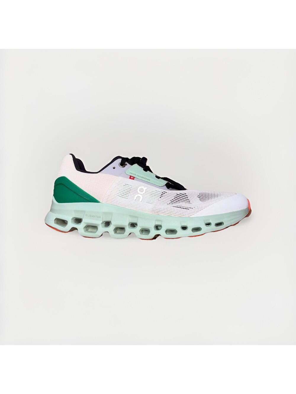 On Cloudrunner Men’s 9 White Mint Green Orange Running Shoes Sneakers